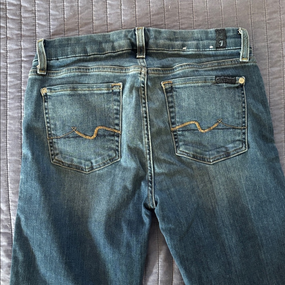 7 For All Mankind Women's Dark Blue Straight-Leg Jeans - Picture 5 of 8